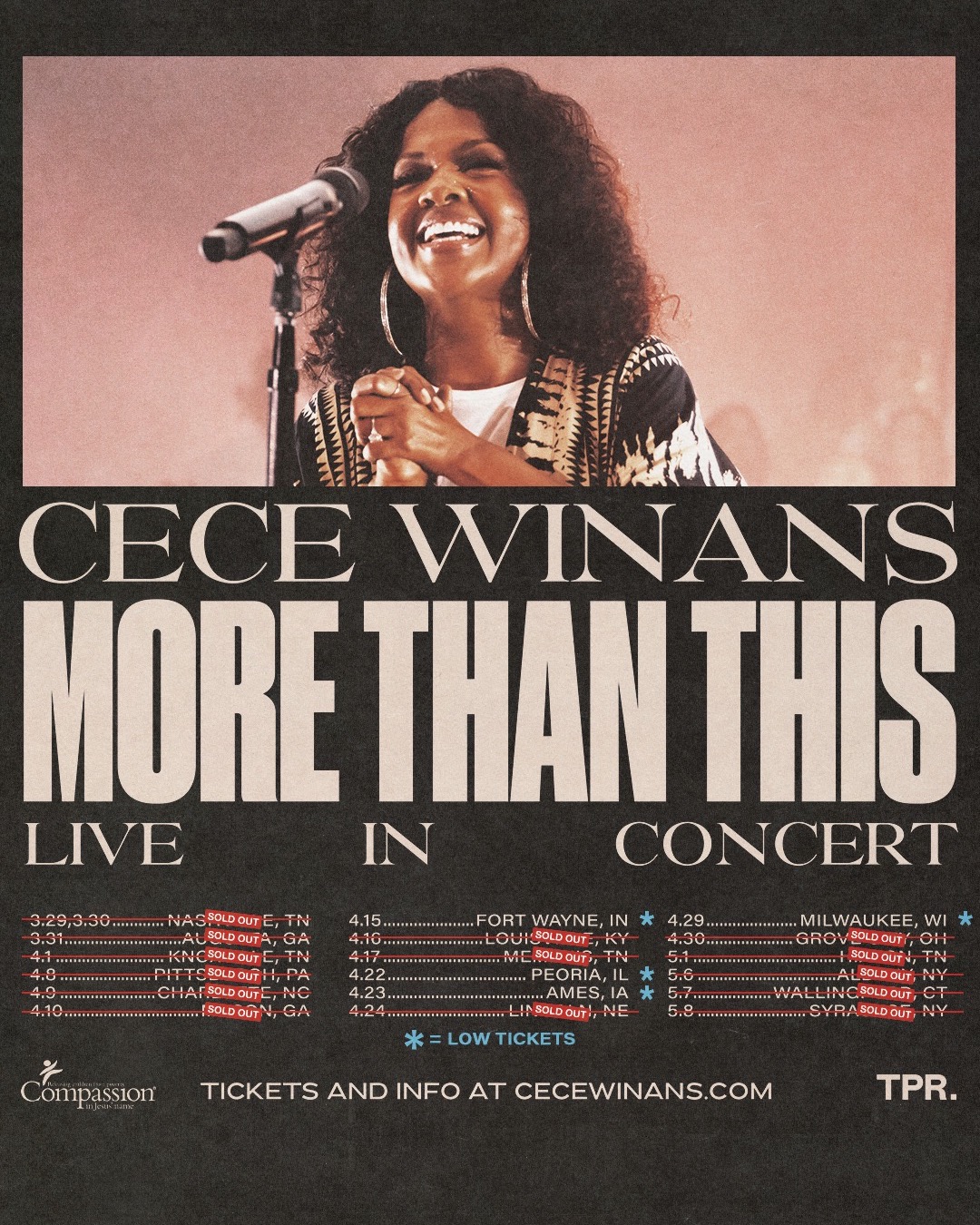 CeCe Winans Come Worship Tour Poster 2026–2027